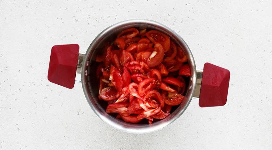 Lecho från paprika och tomater utan vinäger och olja